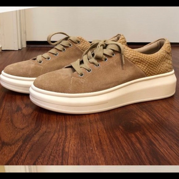 J Slides Shoes - J Slides Suede Snakeskin Platform Sneakers Trendy Size 8